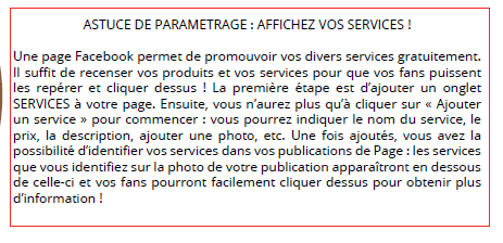 ASTUCES DE PARAMETRAGE : AFFICHEZ VOS SERVICES 